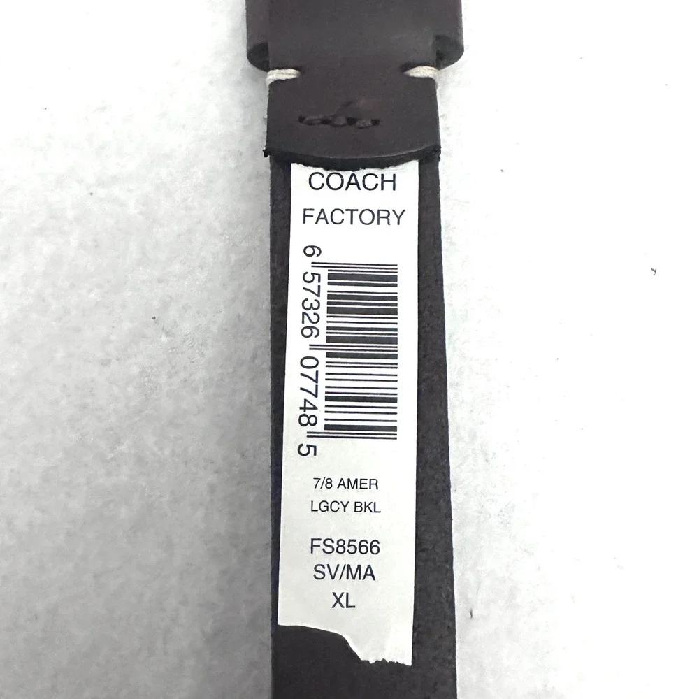 Coach XL 38 Mahogany Brown Leather Legacy Buckle Belt FS8566 SV/MA XL